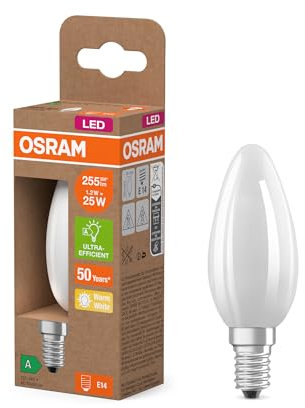 Osram LED-Lampe in klassischer Edisonform, mit dekorativem LED-Filament, Energieeffizienzklasse A, E27, 2.2 W, 470 lm, 2700 K, warmweiß. Ohne Aufwärmen, sofort 100% Licht. Geringes Flackern.