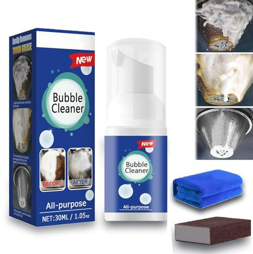 Bubble Cleaner Foam Spray,Kitchen Cleaner Heavy Oil Stain Touch Free Fizzy Foam Cleaner,Multi Purpose Cleaner,Bubble Cleaner for Extractor Hood,Griddle,Oven,Microwave (1pcs-30ml)