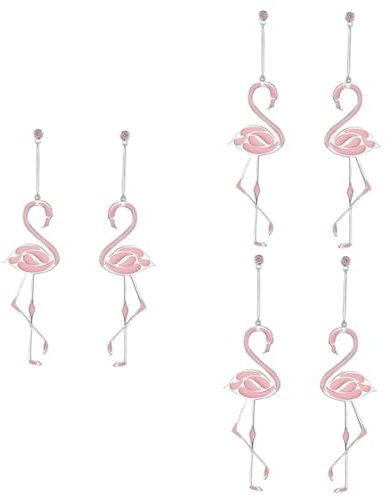 WRITWAA 3piezas Pendientes De Flamenco Largos Para Mujer Joyería Rosa Elegante y Delicada Accesorios Para Celebraciones y Uso Diario