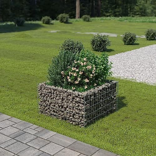 FUDUGEHMIOFWFJJ hochbeet Kunststoff,hochteich,pflanzkasten,Gabionen-Hochbeet Verzinkter Stahl 90×90×50 cmGeeignet für Garten, Terrasse, Schlafzimmer, Wohnzimmer