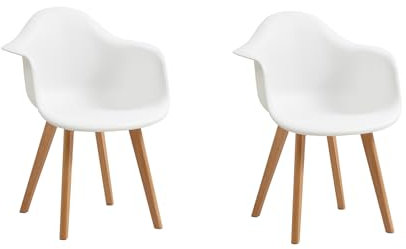 DEYARNA HOME 2er Set Moderne Esszimmerstühle, Geformte Schalensessel aus Kunststoff für Wohnzimmer, Schlafzimmer, Küche, Esszimmer, Wartezimmer (Weiß)