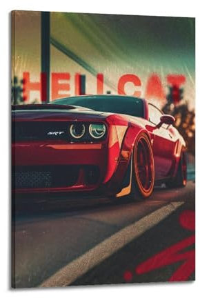 Rennwagen-Poster SRT Hellcat American Muscle Car, dekoratives Gemälde, Leinwand-Kunstbild, 30 x 45 cm