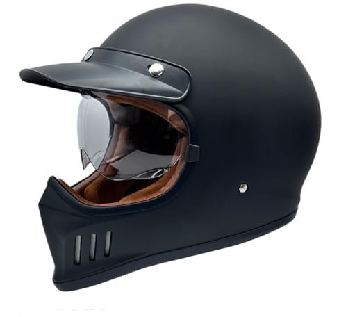 Casco Moto Integrale Retrò Caschi Integrali per Moto da Strada con Visiera Parasole, Casco Vintage Cafe Racer ATV UTV Approvato DOT/ECE per Uomini Adulti Donne 1,M=57-58CM