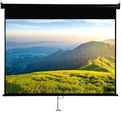 Manual Pull Down Projector Screen 60/72/84/100inch, Roll-Down Retractable Projector Screen, 4:3 HD 4K Movie Screen with Auto Locking for Home Theater, Indoor Outdoor(60 inch 4:3)