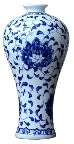 Blaue und weiße Porzellanvase， China-Porzellan-Blumenflasche, Blaue und weiße Porzellanvase, Heimdekoration, Schreibtischdekoration, Blumenarrangement-Vasen