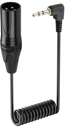 SinLoon Cable de micrófono mini jack estéreo de 3,5 mm a XLR macho, cable de audio mini jack auxiliar chapado en oro de 1/8 de pulgada a XLR macho mono para computadora portátil-0,5 m (3 Pin Male)