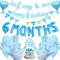Half Birthday Party Dekorationen Jungen - Blau Half Way To One Banner Dekor Set mit Cake Topper, 6 Monate Folienballons Happy 1/2 Birthday Girlande für Baby Shower Party Supplies