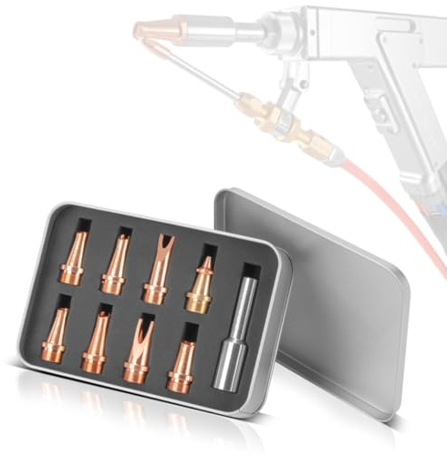 STAHLWERK Laser-Düsen 9-teilig für Laser-Schweißbrenner und Lasergeräte | 7 Schweißdüsen, 1 Schneiddüse und 1 Düsenträger inklusive Schutzbox, Profi-Zubehör