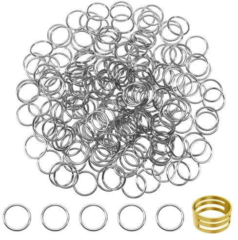 TOAOB 200 Stück Biegeringe Edelstahl 10 mm Jump Ringe | Spaltringe Sprungringe Offene, Verbindungsringe für DIY Schmuckherstellung, Halsketten Armband Schlüsselanhänger