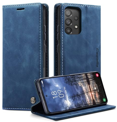 Monweicz Handyhülle für Samsung Galaxy A52 Hülle Premium Lederhülle Klappbar Flip Case Tasche Magnet Kartenfach Standfunktion Klapphülle Schutzhülle für Samsung Galaxy A52 - Blau