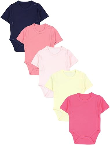 TupTam Baby Body Mädchen 5er Set – Kurzarm Wickelbody aus Baumwolle mit Print, Atmungsaktiv und Hautfreundlich