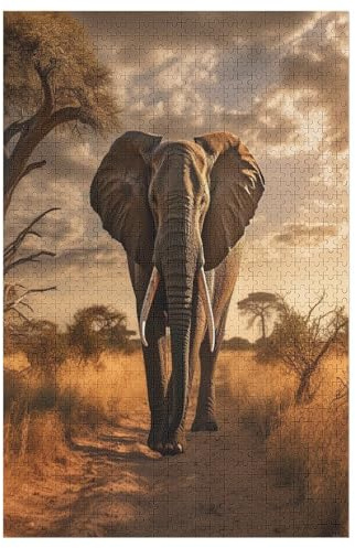 Holzpuzzle 1000 Teile, Elefant Puzzles Erwachsene Und Kinder, Am Besten Für Die Familienspielsammlung 78×53cm