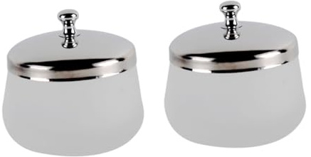 Baluue Gobelet Dissolvant pour Vernis à Ongles en Verre Rond Couvercle en Acier Inoxydable, 2 Pièces, Design Givré Léger pour Manucure Professionnelle