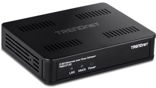 TRENDnet 2,5 Gbit/s Ethernet-Over-Koax-Adapter, TMO-313C, 1 x MoCA-Koaxial-F-Buchse, 1 x 2,5 Gbit/s RJ45-LAN-Port, NDAA- und TAA-konform