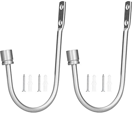 Ganci per tende a forma di U da 2 pezzi, ferma tendaggi in lega di alluminio, eleganti accessori per finestre con superficie liscia, moderno gancio ferma tende per camera da letto (Argento)