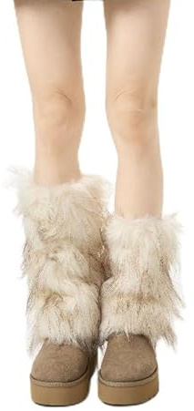 Waltonalice Flauschige Kunstpelz Beinwärmer für Damen & Mädchen - Retro y2k Leg Warmers Winter Stulpen Damen für 80er Party Festival Cosplay und Winteralltag