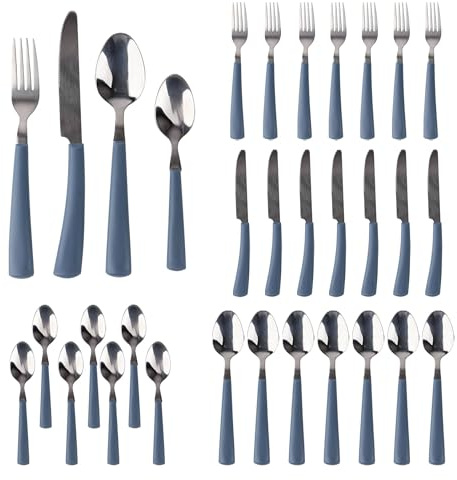 Set de 32 Pzs Cubiertos en acero inoxidable color Azul San Ignacio