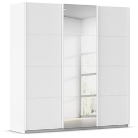 Rauch Möbel KULMBACH, Schwebetürenschrank, Farbe Weiß, Breite 203 cm | Kleiderschrank mit Schwebetüren, Schiebetüren, 3-türig, mit Spiegel, Zubehör Basic, Schlafzimmer, Jugendzimmer, Garderobe