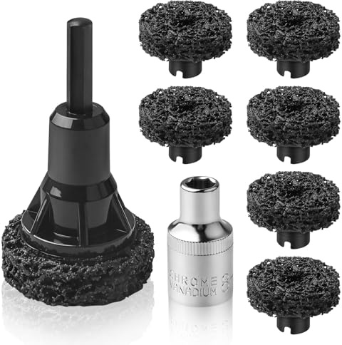 9er Set Radnabenreiniger 50mm Nabenschleifer Platte Distanzstücke | Radnabenschleifer für Bohrmaschinen oder 1/2 Zoll Schlagschrauber zur Reinigung und Wartung von Radnaben