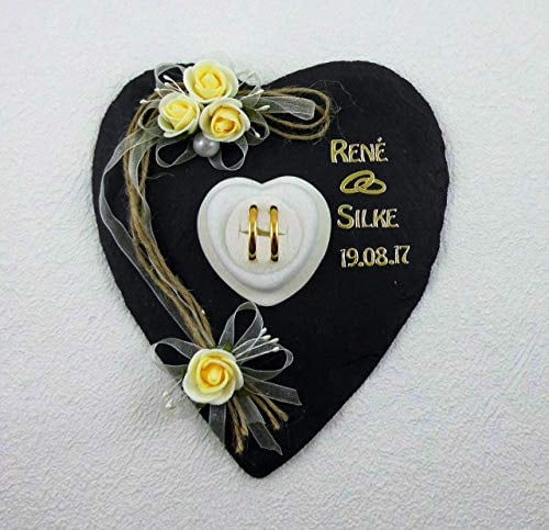 Ringkissen, Schiefer, Ringhalter, Hochzeit, Beschriftung, Herz,Eheringe.