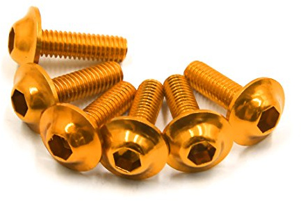 sourcingmap 6PCS M6 X 20mm Motorcycle Gold Tone Hexagon License Plate Bolt Screw