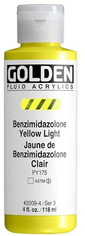 Golden Fluid Acrylic, 4 Ounce Bottle, Benzimidazolone Yellow Light (2009-4)