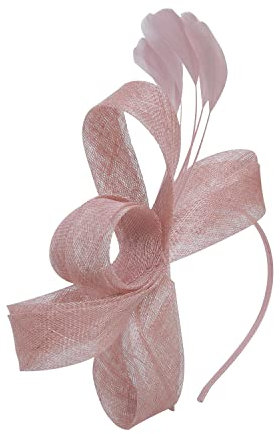 Hotstylezone Womens Feather Looped Headband Alice Band Fascinator Ladies Day Wedding Royal Ascot (Dusty Pink)