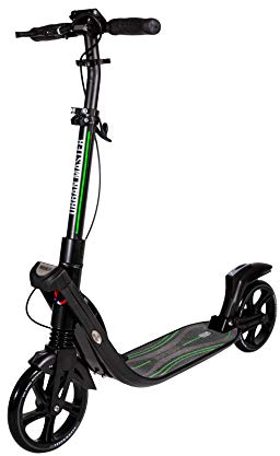 Mad Wheels Mad Wheels Urban Master Tretroller mit Doppelfederung, 2 große Räder, 1 Sekunde klappbar, höhenverstellbar für City-Urban-Fahrer, Schwarz