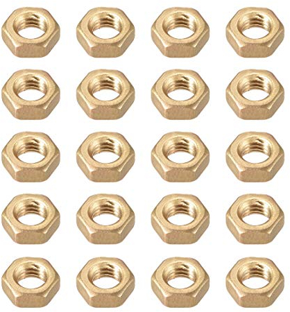 sourcing map Sechskantmuttern, M6x1mm metrisches Grobgewinde Sechskantmutter, Messing, Packung mit 20