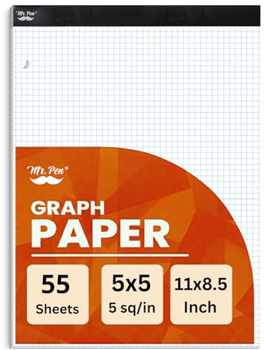 Mr. Pen- Engineering-Papier, kariert, 12.7x12.7 cm (5 Quadrate pro Zoll), 21.6x27.9 cm, 60 Blatt Papier, Gitterpapier, Computatin-Blocks, Zeichenpapier, Quadrille Schreibpapier, Block