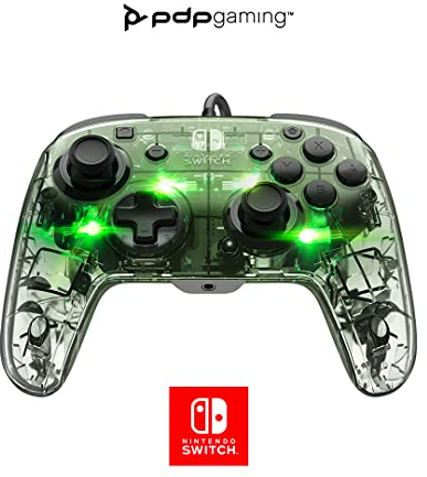 PDP Afterglow Deluxe+ LED verkabelt Gaming Controller - Lizenziert durch Nintendo für Switch and OLED - RGB Hue Color Lights - See through Gamepad Controller - 3.5 mm Jack - Dual Vibration - Paddle Buttons