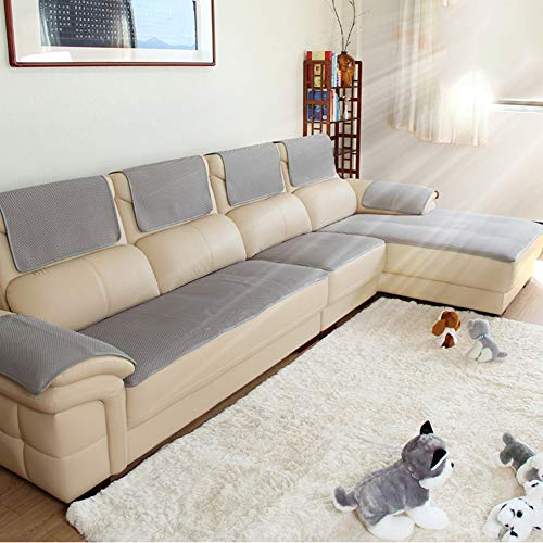 SDAMAIDENGDING Dick Sofa Abdeckung Für Ledersofa, rutschfeste Sofa Schutz Sofa Schonbezug Sofa Atmungsaktive Sofa Zu Werfen Sichern Und Armlehne Separat Erhältlich -grau 30x60cm(12x24inch) 2pcs