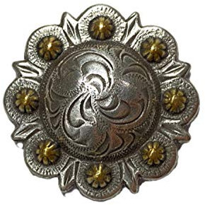 Toxic Jungle Silberbeeren-Concho, Lederverzierung, Lederdekor, Schraubverschluss zur Montage an Gürtel, Satteldecke, Hüte, Geldbörse, Antik-Silber/Gold, 2 Stück