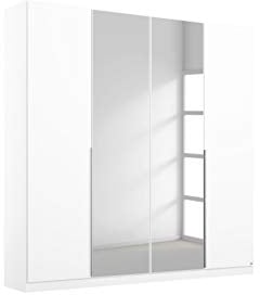 Rauch Möbel Alabama Schrank Kleiderschrank Drehtürenschrank Weiß mit Spiegel 4-türig inklusive Zubehörpaket Basic 2 Kleiderstangen, 2 Einlegeböden BxHxT 181x210x54 cm