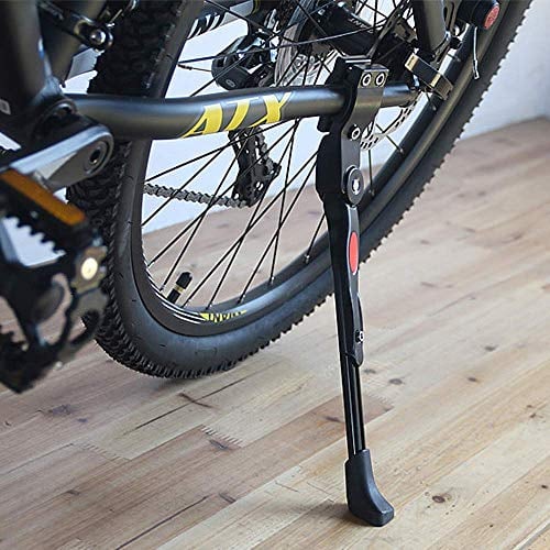 YIQI Fahrradständer Einstellbare Aluminiumlegierung Fahrrad Höhe Hinten Montieren Seitenständer Universal Halterung für MTB Mountainbike Geeignet für 24 25 26 27 Reifen und 700c Rennrad (Schwarz)