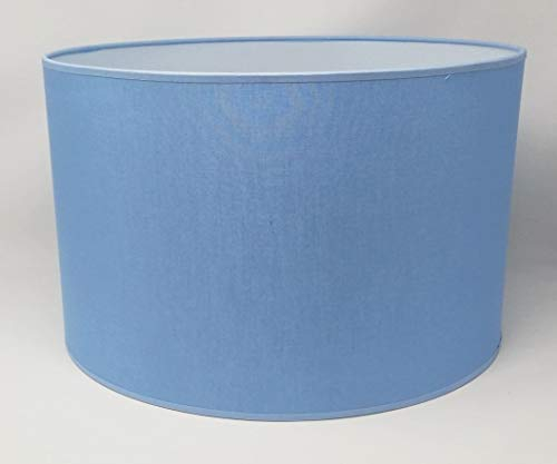 Zylinder Lampenschirm Baumwolle Stoff handgefertigt für Deckenleuchte, Tischleuchte, Stehlampe (Hellblau, 40 cm Durchmesser 25 cm Höhe)