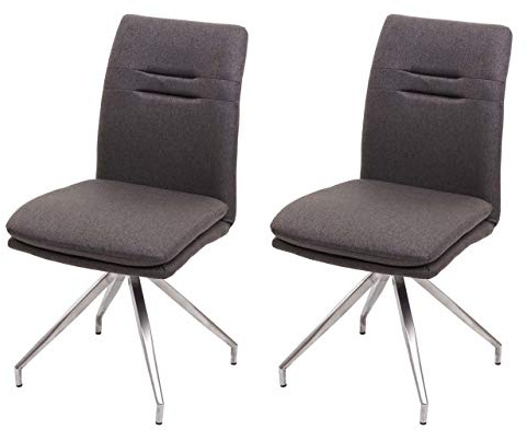 2 sillas de comedor HWC-H70, silla de cocina, tela, acero inoxidable cepillado, color gris y marrón