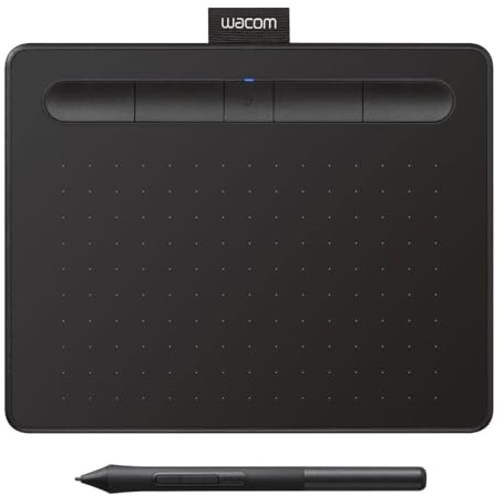 Wacom Intuos S Stift-Tablett - Mobiles Zeichentablett (zum Malen & für Fotobearbeitung mit druckempfindlichem 4K Stift & 1 Softwaredownload) schwarz & Standard Stiftspitzen, schwarz 5-TLG.