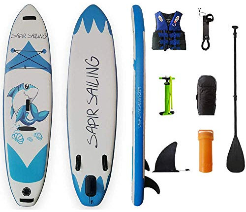 SHENGXUAN Stand Up Paddling Board für Junger Anfänger | 275x73x12cm Aufblasbares iSUP Board Komplettes Zubehör | Rettungsweste + Alu-Paddel + Pumpe + Rucksack + Leine + Flickwerkzeug| Max 150KG