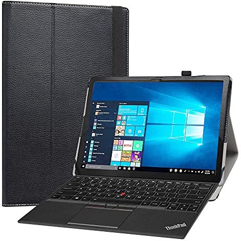 Labanem Folio PU Leder dünne Kunstleder Schutzhülle Cover Schale Etui Tasche für Lenovo ThinkPad X12 Detachable Gen 2 12.3 Tablet,Schwarz