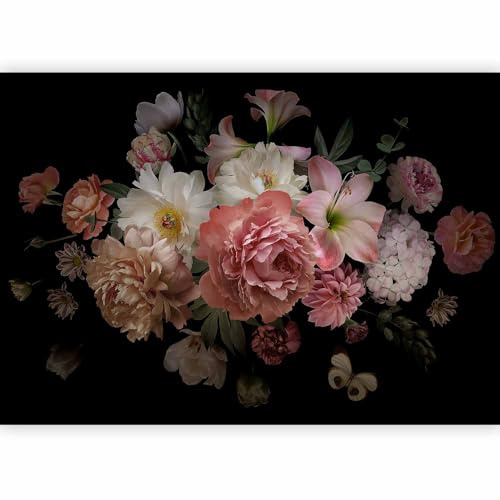 murando Photo Wallpaper Flower 350x256 cm / 138 x 97 | Non-woven Premium Art Print Fleece Wall Mural Decoration Poster Picture Design Modern Nature botany Roses peony Vintage