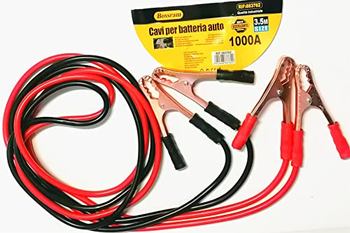 Bossram Cavi per Batteria Auto 1000AMP -3,5Mt Cavi di Avviamento per Batteria Amperaggio1000A, Cavi di Collegamento 3,5metri