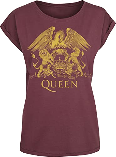 Queen Classic Crest Donna T-Shirt Bordeaux S 100% Cotone Regular