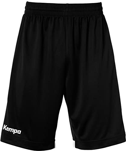 Kempa Herren Player Long Kurze Hose Shorts Für Sport Fitness Gym Basketball Handball Jogginghose Mit Elastischem Bund, Schwarz/Weiß, M EU