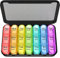 Zoolion Weekly Pill Box 7 Day 3 Times a Day (Morn/noon/Night), Daily Portable Travel Pill Box Organiser, Tablet Box with Large Compartments, Hold for Fish Oils, Vitamins, Supplements (Black)