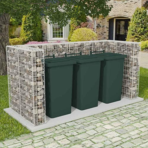 KOIECETA Gabione Mülltonnenbox für 3 Tonnen U-förmig Stahl 250x100x120cm Müllbox