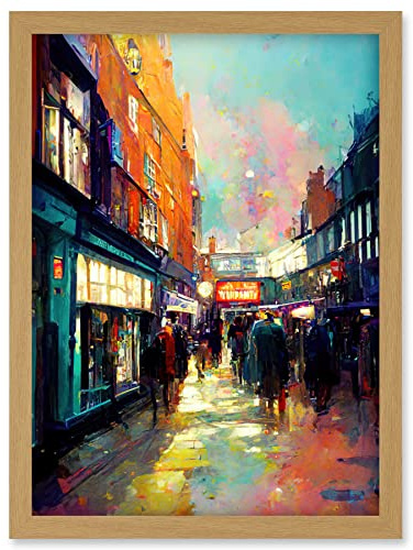 Doppelganger33 LTD Carnaby Street London Bright Acrylic Painting Artwork Framed Wall Art Print A4