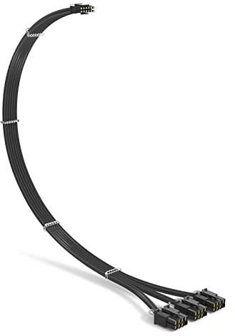 Sirlyr 12VHPWR Cable,12+4 Pin to 3 * 8 Pin Modular Cable,Sleeved 16 Pin GPU Cable 12VHPWR Cable for RTX3090Ti 4080 4090 Compatible Corsair,Great Wall,Thermaltake Modular Power Supply Black