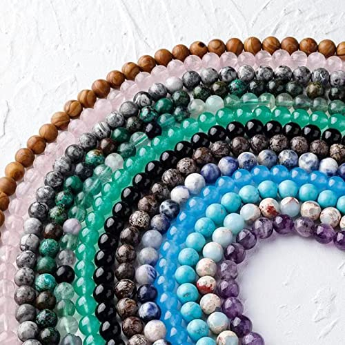 Duzziyyaa Natursteinperlen, Schmuckherstellung, Kristalle, 6 mm, lose Edelsteinperlen, glatte Energieheilperlen für Armband, Ohrringe, Halskette (16 Materialien, 6 mm)