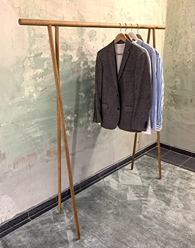 TIDYBOY Kleiderständer aus Holz, Garderobenständer, Garderobe Holz, Designer Kleiderstange und Moderner Offener Kleiderschrank Ständer, Kleiderregal in Berlin Handgemacht Eiche Geölt H159cm B160cm 2.2